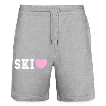 Ski Geschenk - Stanley/Stella Unisex Bio Joggingshorts Trainer  - Grau meliert - Vorne - Nik (191cm) & Marisol (170cm)