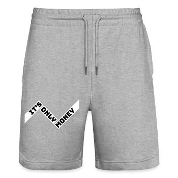Es ist nur Geld reich lustig kaufen Glück Spruch - Stanley/Stella Unisex Bio Joggingshorts Trainer  - Grau meliert - Vorne - Nik (191cm) & Marisol (170cm)