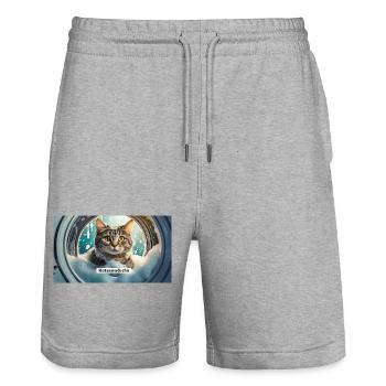 Wortspiel – Katzenwäsche - Stanley/Stella Unisex Bio Joggingshorts Trainer  - Grau meliert - Vorne - Nik (191cm) & Marisol (170cm)
