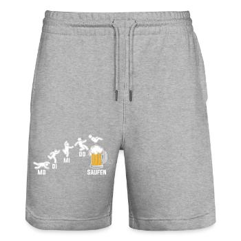 Alcool, Fête, Buveur De Bière, Bière - Short de jogging bio TRAINER Stanley/Stella unisexe - gris chiné - Devant - Nik (191cm) & Marisol (170cm)