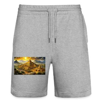 beautiful mythical places – El Dorado Golden city - Stanley/Stella Trainer Unisex Organic Jogging Shorts - heather grey - Front - Nik (191cm) & Marisol (170cm)