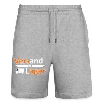 Versand und Lager - Versager-Arbeit Humor Vers.3 - Stanley/Stella Unisex Bio Joggingshorts Trainer  - Grau meliert - Vorne - Nik (191cm) & Marisol (170cm)