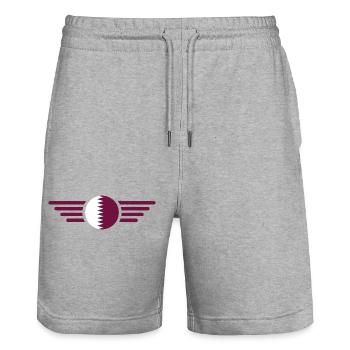 Qatar Style Design T-Shirt - Short de jogging bio TRAINER Stanley/Stella unisexe - gris chiné - Devant - Nik (191cm) & Marisol (170cm)