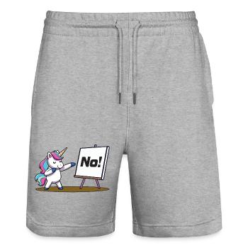 No - Stanley/Stella Unisex Bio Joggingshorts Trainer  - Grau meliert - Vorne - Nik (191cm) & Marisol (170cm)