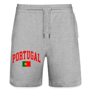 Portugal - Stanley/Stella Trainer Unisex Organic Jogging Shorts - heather grey - Front - Nik (191cm) & Marisol (170cm)