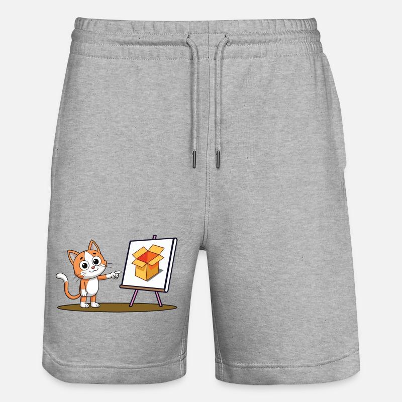 Katze und Karton - Stanley/Stella Unisex Bio Joggingshorts Trainer  - Grau meliert