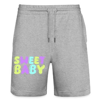 sweet baby - Stanley/Stella Unisex Bio Joggingshorts Trainer  - Grau meliert - Vorne - Nik (191cm) & Marisol (170cm)