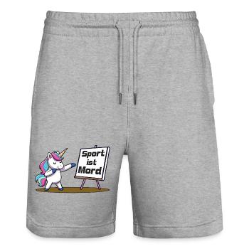 Sport ist Mord - Stanley/Stella Unisex Bio Joggingshorts Trainer  - Grau meliert - Vorne - Nik (191cm) & Marisol (170cm)