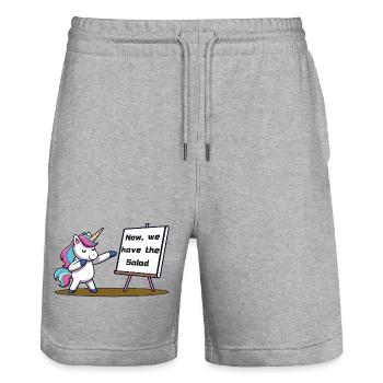 Salat - Stanley/Stella Unisex Bio Joggingshorts Trainer  - Grau meliert - Vorne - Nik (191cm) & Marisol (170cm)