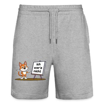 Ich war's nicht - Stanley/Stella Unisex Bio Joggingshorts Trainer  - Grau meliert - Vorne - Nik (191cm) & Marisol (170cm)