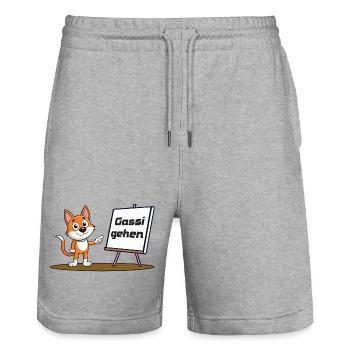 Lass uns Gassi gehen - Stanley/Stella Unisex Bio Joggingshorts Trainer  - Grau meliert - Vorne - Nik (191cm) & Marisol (170cm)