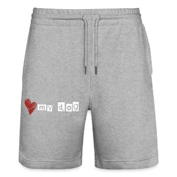 Love my dog - Stanley/Stella Trainer Unisex Organic Jogging Shorts - heather grey - Front - Nik (191cm) & Marisol (170cm)