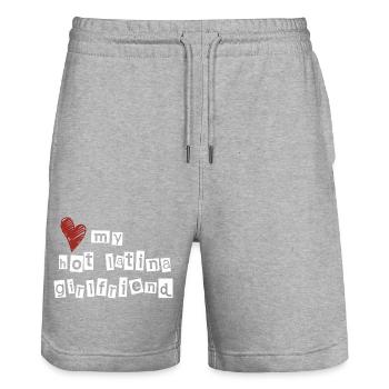 Love my hot latina girlfriend - Stanley/Stella Trainer Unisex Organic Jogging Shorts - heather grey - Front - Nik (191cm) & Marisol (170cm)