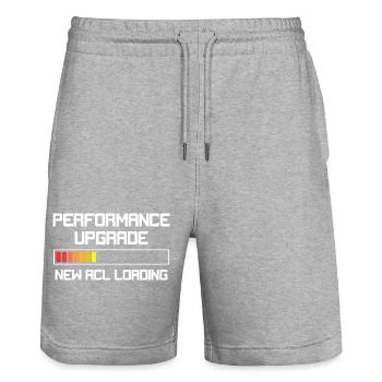 Funny Knee Surgery Torn ACL Performance Upgrade - Stanley/Stella Unisex Bio Joggingshorts Trainer  - Grau meliert - Vorne - Nik (191cm) & Marisol (170cm)