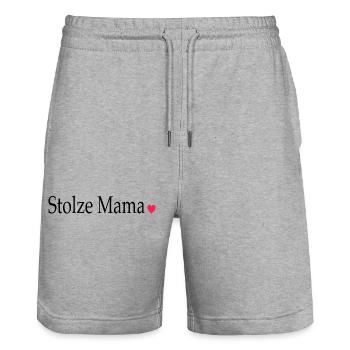 Stolze Mama Spruch Herz - Stanley/Stella Unisex Bio Joggingshorts Trainer  - Grau meliert - Vorne - Nik (191cm) & Marisol (170cm)