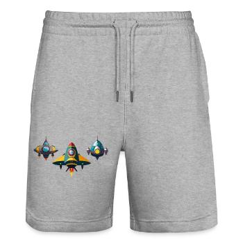 Vaisseaux spatiaux - Short de jogging bio TRAINER Stanley/Stella unisexe - gris chiné - Devant - Nik (191cm) & Marisol (170cm)