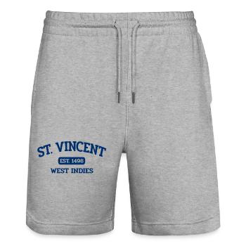 Saint Vincent - Kingstown - Caribbean - West Indies - Stanley/Stella Trainer Unisex Organic Jogging Shorts - heather grey - Front - Nik (191cm) & Marisol (170cm)