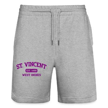 Saint Vincent - Kingstown - Caribbean - West Indies - Stanley/Stella Trainer Unisex Organic Jogging Shorts - heather grey - Front - Nik (191cm) & Marisol (170cm)