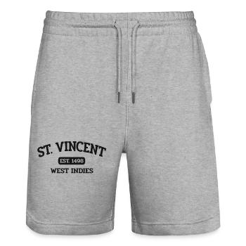Saint Vincent - Kingstown - Caribbean - West Indies - Stanley/Stella Trainer Unisex Organic Jogging Shorts - heather grey - Front - Nik (191cm) & Marisol (170cm)