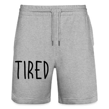 Tired - Stanley/Stella Trainer Unisex Organic Jogging Shorts - heather grey - Front - Nik (191cm) & Marisol (170cm)