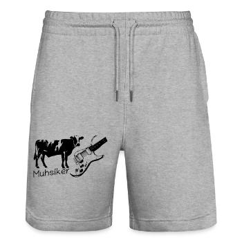 Muhsiker - Kuh mit Gitarre - dunkel - Stanley/Stella Unisex Bio Joggingshorts Trainer  - Grau meliert - Vorne - Nik (191cm) & Marisol (170cm)