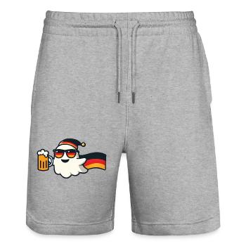Boo Geist Bière FR - Short de jogging bio TRAINER Stanley/Stella unisexe - gris chiné - Devant - Nik (191cm) & Marisol (170cm)