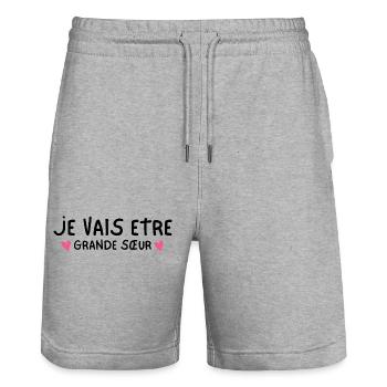 Ich werde eine große Schwester sein - Stanley/Stella Unisex Bio Joggingshorts Trainer  - Grau meliert - Vorne - Nik (191cm) & Marisol (170cm)