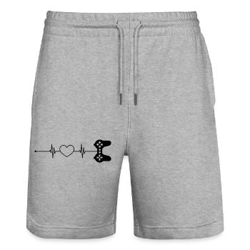 Herzschlag Spiele - Stanley/Stella Unisex Bio Joggingshorts Trainer  - Grau meliert - Vorne - Nik (191cm) & Marisol (170cm)