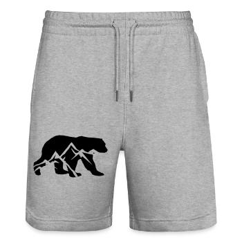 Brown Bear Silhouette Mountains - Stanley/Stella Trainer Unisex Organic Jogging Shorts - heather grey - Front - Nik (191cm) & Marisol (170cm)