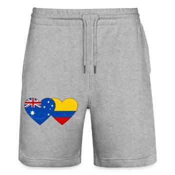 Australien Kolumbien Flagge Herz used - Stanley/Stella Unisex Bio Joggingshorts Trainer  - Grau meliert - Vorne - Nik (191cm) & Marisol (170cm)
