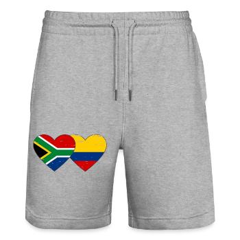 Afrique du Sud Colombie Drapeau Coeur Utilisé - Short de jogging bio TRAINER Stanley/Stella unisexe - gris chiné - Devant - Nik (191cm) & Marisol (170cm)