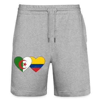 Algérie Colombie Drapeau Coeur Utilisé - Short de jogging bio TRAINER Stanley/Stella unisexe - gris chiné - Devant - Nik (191cm) & Marisol (170cm)