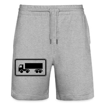 Sign Truck Trucker Truck print positive - Stanley/Stella Trainer Unisex Organic Jogging Shorts - heather grey - Front - Nik (191cm) & Marisol (170cm)