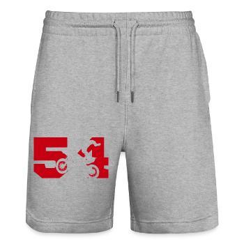 Moto 54 biker - Stanley/Stella Trainer Unisex Organic Jogging Shorts - heather grey - Front - Nik (191cm) & Marisol (170cm)