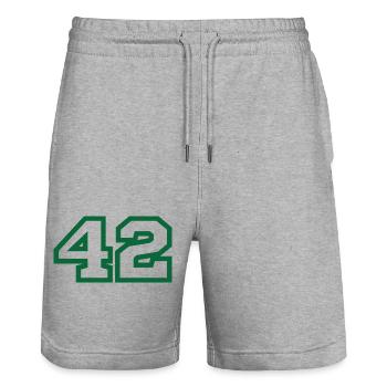 Nummer 42 green sport - Stanley/Stella Unisex Bio Joggingshorts Trainer  - Grau meliert - Vorne - Nik (191cm) & Marisol (170cm)