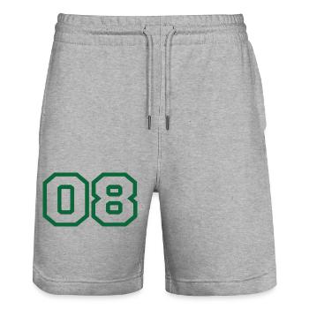 Number 8 Green Sport - Stanley/Stella Trainer Unisex Organic Jogging Shorts - heather grey - Front - Nik (191cm) & Marisol (170cm)