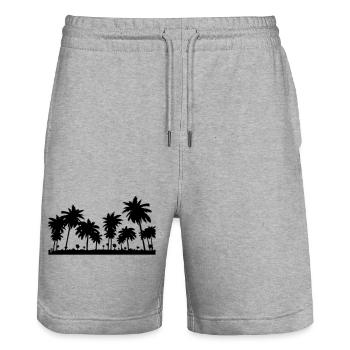 palmen - Stanley/Stella Unisex Bio Joggingshorts Trainer  - Grau meliert - Vorne - Nik (191cm) & Marisol (170cm)