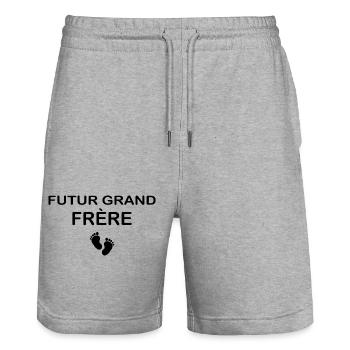 Futur grand frère - annonce futur grand frère - Short de jogging bio TRAINER Stanley/Stella unisexe - gris chiné - Devant - Nik (191cm) & Marisol (170cm)