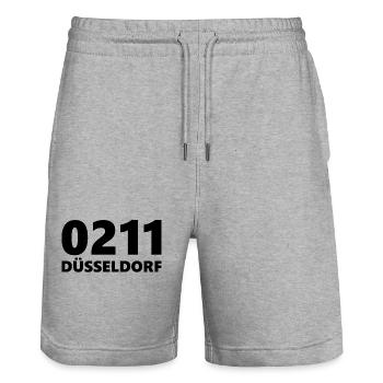 0211 Vorwahl Düsseldorf NRW Rhein - Stanley/Stella Unisex Bio Joggingshorts Trainer  - Grau meliert - Vorne - Nik (191cm) & Marisol (170cm)