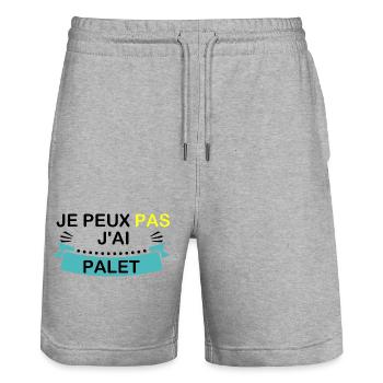 I can't I have palet - Stanley/Stella Trainer Unisex Organic Jogging Shorts - heather grey - Front - Nik (191cm) & Marisol (170cm)