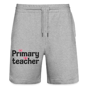 Grundschullehrer Retro gewellte Schmetterlinge - Stanley/Stella Unisex Bio Joggingshorts Trainer  - Grau meliert - Vorne - Nik (191cm) & Marisol (170cm)