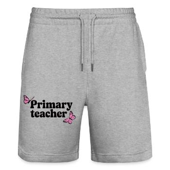 Grundschullehrer Retro gewellte Schmetterlinge - Stanley/Stella Unisex Bio Joggingshorts Trainer  - Grau meliert - Vorne - Nik (191cm) & Marisol (170cm)