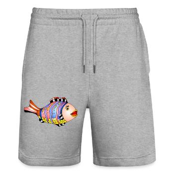 Poisson - Short de jogging bio TRAINER Stanley/Stella unisexe - gris chiné - Devant - Nik (191cm) & Marisol (170cm)