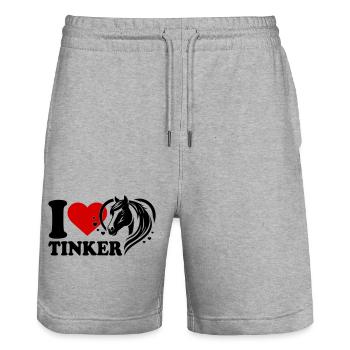 I love horse Tinker - Stanley/Stella Trainer Unisex Organic Jogging Shorts - heather grey - Front - Nik (191cm) & Marisol (170cm)