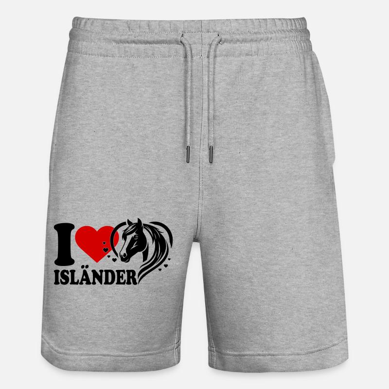 I love Pferd Isländer - Stanley/Stella Unisex Bio Joggingshorts Trainer - Grau meliert