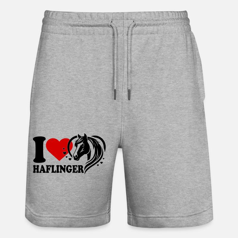 J’adore le cheval Haflinger - Short de jogging bio TRAINER Stanley/Stella unisexe - gris chiné