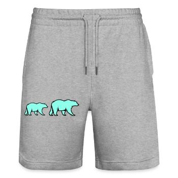 Polar bears - Stanley/Stella Trainer Unisex Organic Jogging Shorts - heather grey - Front - Nik (191cm) & Marisol (170cm)