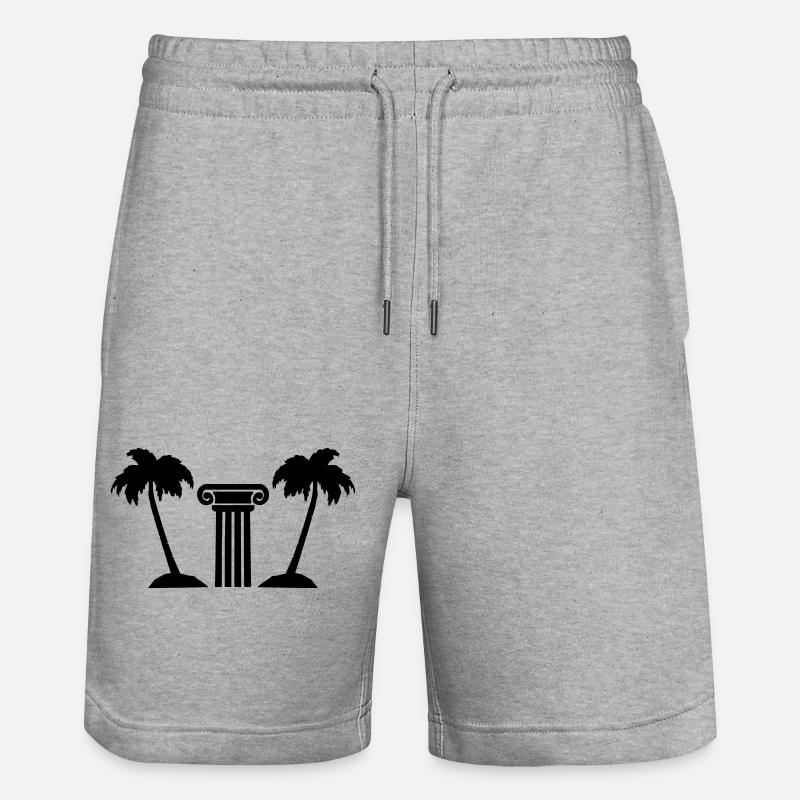 Palm Tree Column - Stanley/Stella Trainer Unisex Organic Jogging Shorts - heather grey