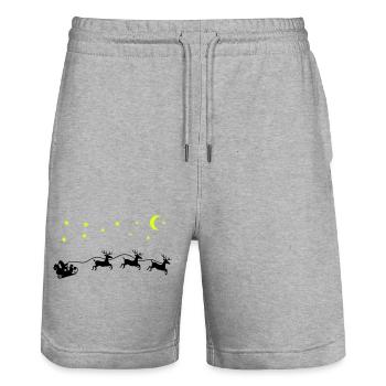 Santa Claus Christmas Sleigh - Stanley/Stella Trainer Unisex Organic Jogging Shorts - heather grey - Front - Nik (191cm) & Marisol (170cm)