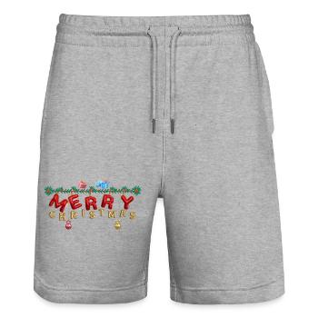 Joyeux Noël Baloon look - Short de jogging bio TRAINER Stanley/Stella unisexe - gris chiné - Devant - Nik (191cm) & Marisol (170cm)